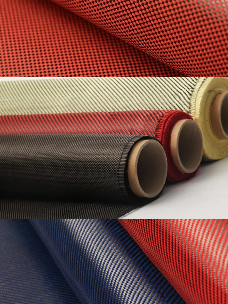 China Factory Kevlar Fibre 2 Twill 3K 210g 1m Wide Orange Carbon and Aramid Sqmples Fabric for 100% Safety