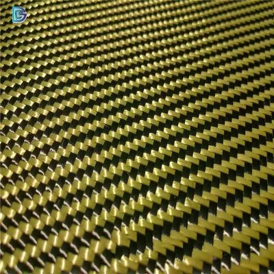 China Factory Kevlar Fiber 2 Twill 3K 210 g 1 m breit Orangefarbenes Carbon- und Aramid-Quadratgewebe für 100 % Sicherheit